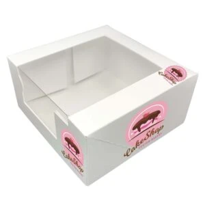 Printed Two-sided Rigid Window Bakery Box rigid window cake box with logo